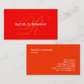 明るく赤い名刺のモノグラムのテンプレート"R " 名刺 (正面/裏面)