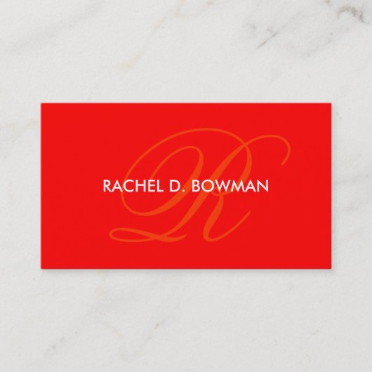 明るく赤い名刺のモノグラムのテンプレート"R " 名刺 (正面)