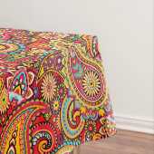 明るく赤い花のペイズリーのボヘミア人パターン テーブルクロス (インサイチュ)
