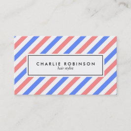 明るく赤くおよび青の理容師のストライブ柄の名刺 名刺