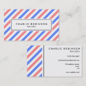 明るく赤くおよび青の理容師のストライブ柄の名刺 名刺 (正面/裏面)