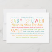 明るく赤カラフルちゃんシャワー招待状 招待状 (正面)