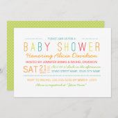 明るく赤カラフルちゃんシャワー招待状 招待状 (正面/裏面)