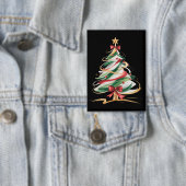 明るく輝くツリーのクリスマス ホリデー 冬 缶バッジ (インサイチュ)