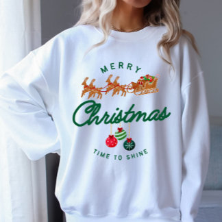 明るく輝く メリークリスマス スウェットシャツ