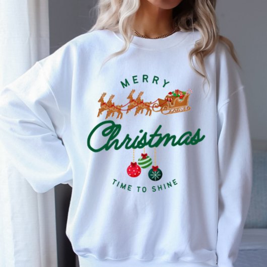 明るく輝く メリークリスマス スウェットシャツ