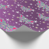 明るく輝く、蝶の独占的なパターン ラッピングペーパー (角)