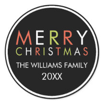 明るく陽気なクリスマスステッカー – 黒