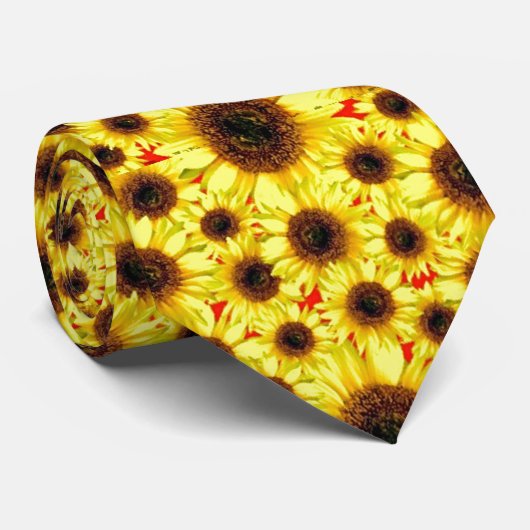 明るく陽気なヒマワリのマクロ花のコラージュ ネクタイ (ロール)
