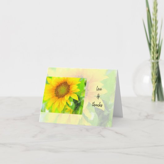 明るく陽気な黄色のひまわり サンキューカード (正面)