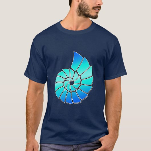 明るく青いオウムガイの貝 Tシャツ (正面)