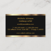 明るく青いグリッターの唇およびエレガントな金ゴールド 名刺 (裏面)