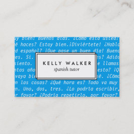 明るく青いスペイン語のタイポグラフィ 名刺