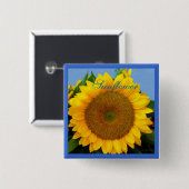 明るく青いヒマワリ 缶バッジ (正面&裏面)