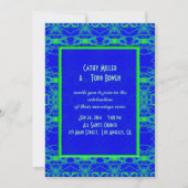 明るく青いライムグリーンパターン結婚式 招待状 (正面)