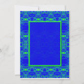 明るく青いライムグリーンパターン結婚式 招待状 (裏面)