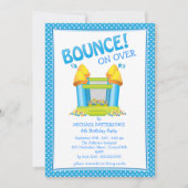 明るく青い弾力がある家の誕生日のパーティの招待状 招待状 (正面)