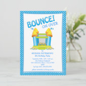 明るく青い弾力がある家の誕生日のパーティの招待状 招待状 (スタンド正面)