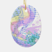 明るく青い毛を搭載する踊るファッションのイラストレーション セラミックオーナメント (裏面)