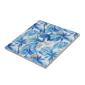 明るく青い熱帯水彩画パターン タイル (側面)