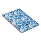 明るく青い熱帯水彩画パターン ノートブック (右側)