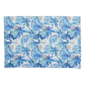 明るく青い熱帯水彩画パターン 枕カバー (正面左)