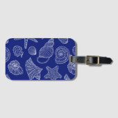 明るく青い貝パターン ラゲッジタグ (正面横)