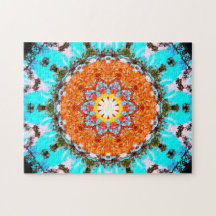 明るく青およびオレンジ星形の曼荼羅