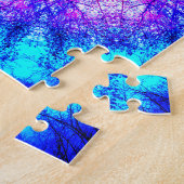 明るく青および紫色の曼荼羅 ジグソーパズル (側面)