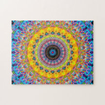 明るく青および黄色の曼荼羅