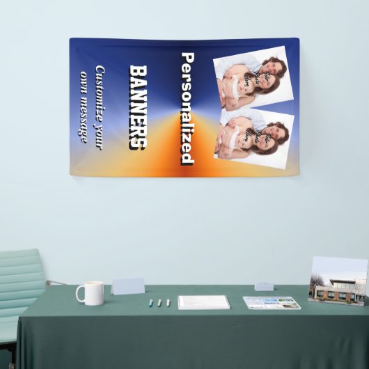 明るく青くカスタムな写真テンプレート 横断幕 (トレードショー)