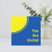 明るく青く黄色くモダンなパーティーの招待 招待状 (スタンド正面)