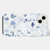 明るく青と灰色のスプラッタ柄 iPhoneケース (裏面横)