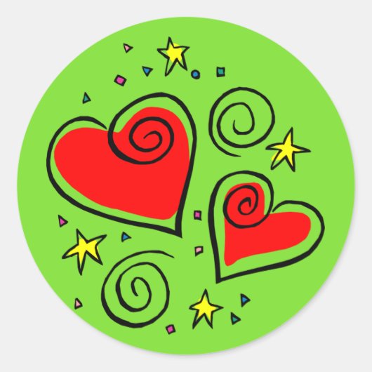 明るく風の強いハート ラウンドシール (正面)