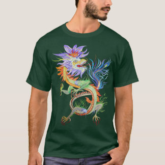明るく鮮やかな中国の炎のドラゴンがTShirを切り出す Tシャツ