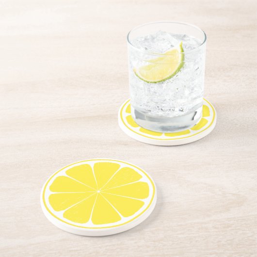 明るく黄色いレモン柑橘類の切れのコースター コースター (側面)