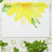 明るく黄色い夏のヒマワリの水彩画 キッチンタオル (折り畳み)