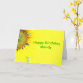 明るく黄色い女の子の誕生日のカスタムな挨拶状 カード (黄色い花)