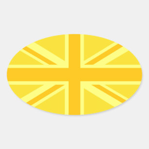 明るく黄色い英国国旗のイギリスの旗の装飾 楕円形シール
