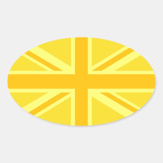 明るく黄色い英国国旗のイギリスの旗の装飾 楕円形シール (正面)