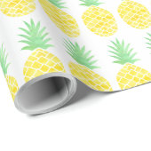 明るく黄色及び緑の水彩画のパイナップルパターン ラッピングペーパー (ロールコーナー)