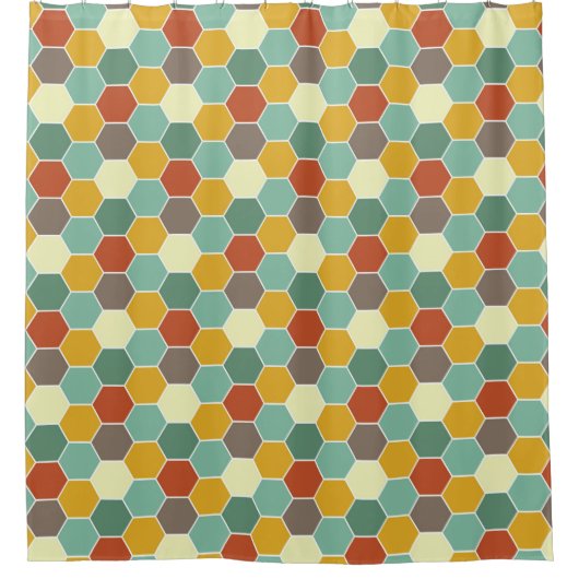 明るく、はっきりしたな蜜蜂の巣パターン シャワーカーテン (正面)