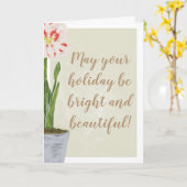 明るく、美しい水彩画のアマリリスの花 カード (黄色い花)