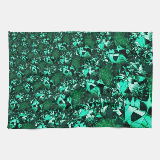 明るさ、レリーフ、 浮き彫りのような緑の色調 キッチンタオル (横)