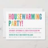 明るはっきりしたい色の引っ越し祝いパーティーパーティの招待状 招待状 (正面)