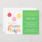 明るカラフルいクリスマス·パーティー 招待状 (正面/裏面)