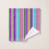 明るカラフルい縦のストライプ バスタオルセット (ウォッシュタオル)