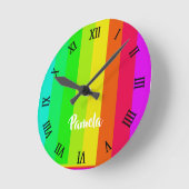 明るカラフルい虹の線 ラウンド壁時計 (傾斜)