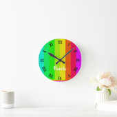 明るカラフルい虹の線 ラウンド壁時計 (ホーム)