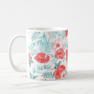 明るカラフルいhの手描きの熱帯模様 コーヒーマグカップ